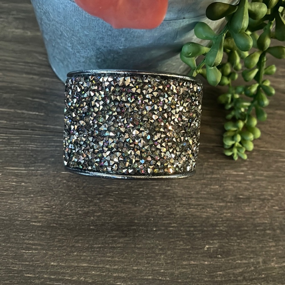Dark rhinestone bangle bracelet